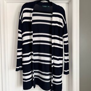 Lauren Ralph Lauren Navy and White Striped Cardigan